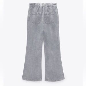 Zara 100% Linen Grey Pocket Pants Size Med